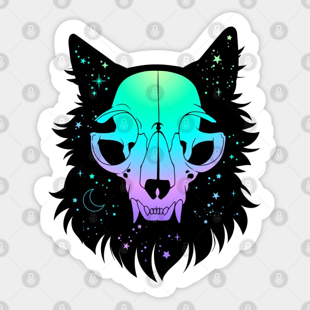 Cosmic Cat Skull Sticker by machmigo